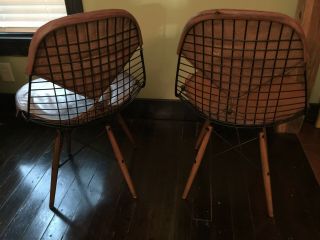 2 VHTF Herman Miller Eames PKW2 Swivel Dowel Wire Chair w/ Leather Bikini Cover 2