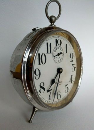 Vintage Westclox Big Ben Peg Leg Alarm Clock,  Nickel Finish,  Runs & Keeps Time