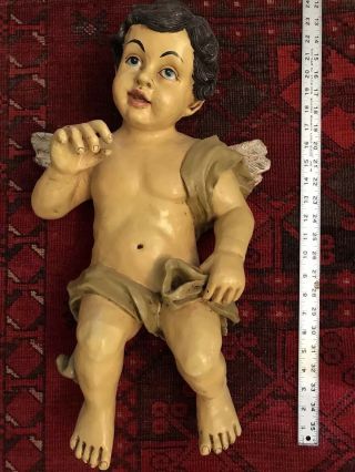 22 " Large Antique Hand Painted Cherub Putti Baroque Figure Composition Wall 8lbs