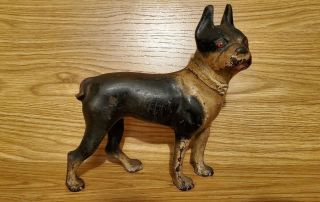 Very Rare Antique Smaller Hubley Boston Terrier Dog Cast Iron Doorstop