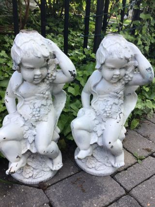 Omg Vtg Chic Metal Putti Statues Cherubs Angels Garden Art Lamps Shabby