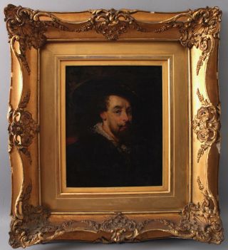 19thc Antique Aft Peter Paul Rubens Old Master Self Portrait Painting Gilt Frame