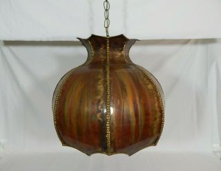 Mid Century Modern Brass Copper Brutalist Chandelier Hanging Light C Jere Greene 3