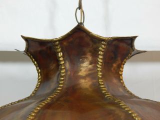 Mid Century Modern Brass Copper Brutalist Chandelier Hanging Light C Jere Greene 6