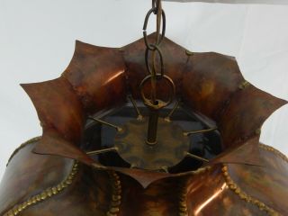 Mid Century Modern Brass Copper Brutalist Chandelier Hanging Light C Jere Greene 7