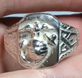 Marine Corp Vintage Sterling Silver US MC ring size - 10 2