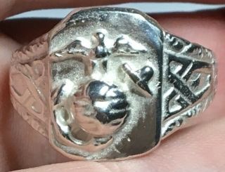 Marine Corp Vintage Sterling Silver US MC ring size - 10 6