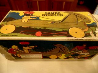 VINTAGE SAMBO HUSTLER PULL TOY BOX HUSTLER TOY CORP STERLING ILLINOIS ILL IL 3