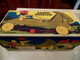 VINTAGE SAMBO HUSTLER PULL TOY BOX HUSTLER TOY CORP STERLING ILLINOIS ILL IL 6