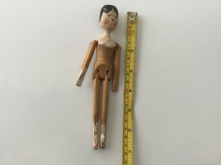 Small Antique Grodnertal Jointed Wooden Peg Doll Handmade