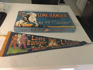 Lone Ranger,  Lassie Pennant With Bonus 1938 Lone Ranger Board Game Complete