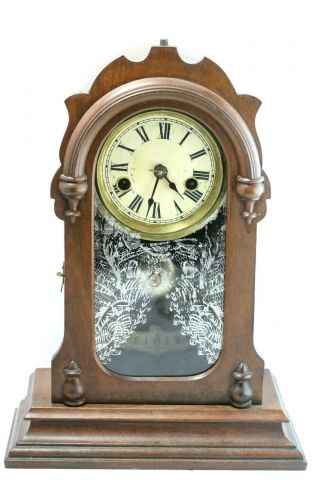 Vintage Ansonia Clock Co Mantel Clock W/ Glass Design