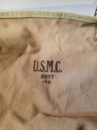 Usmc Marine Us Ww2 Early Flap Top Boyt 43 Khaki Green Cargo Bag Vintage Rare