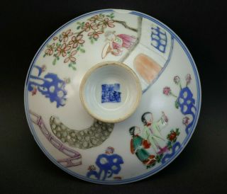ANTIQUE 19th QING CHINESE FAMILLE ROSE PORCELAIN TEA BOWL COVER SAUCER WITH POEM 11