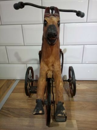 VINTAGE ANTIQUE WOODEN HORSE TRICYCLE 2