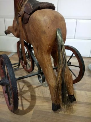 VINTAGE ANTIQUE WOODEN HORSE TRICYCLE 4