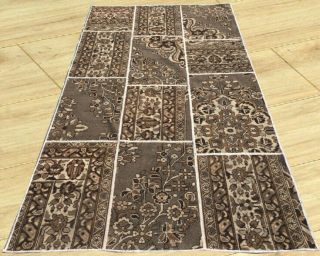 Hand Knotted Semi Antique Persian Patchwork Area Rug 5x8 Ft