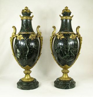 Antique French French Gilt Bronze & Marble Cassolette Urns