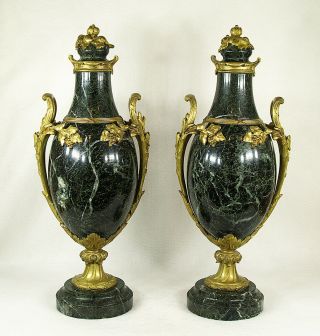 Antique French French Gilt Bronze & Marble Cassolette Urns 2