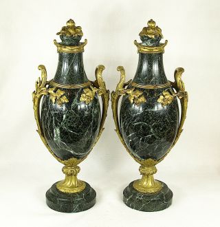 Antique French French Gilt Bronze & Marble Cassolette Urns 8