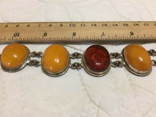 ANTIQUE Egg yolk/cognac Baltic amber bracelet 42.  6 gram.  老琥珀 silver 10