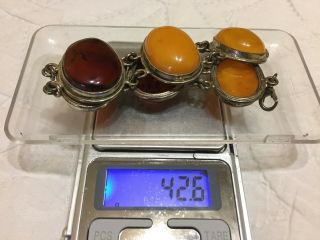 ANTIQUE Egg yolk/cognac Baltic amber bracelet 42.  6 gram.  老琥珀 silver 12