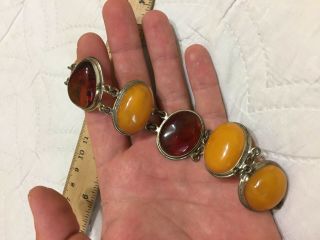 ANTIQUE Egg yolk/cognac Baltic amber bracelet 42.  6 gram.  老琥珀 silver 2