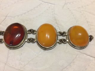 ANTIQUE Egg yolk/cognac Baltic amber bracelet 42.  6 gram.  老琥珀 silver 5