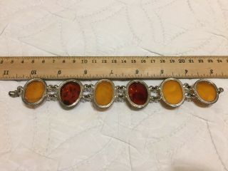 ANTIQUE Egg yolk/cognac Baltic amber bracelet 42.  6 gram.  老琥珀 silver 6