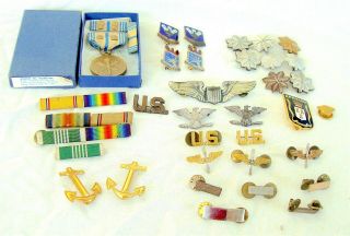 Wwi / Wwii Us Insignia - Pilot Wing Medal Duis Ranks Snowflakes