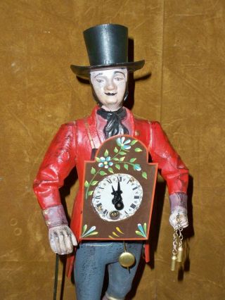 VINTAGE CAST IRON KEY WIND SHELF CLOCK OF COLONIAL STYLE FIGURE 100 3