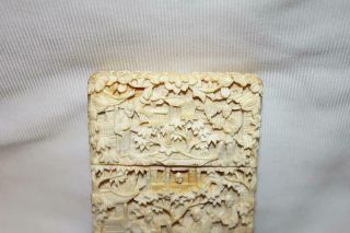 Extremely Intricate Japanese Carved Bone Business Card Holder WOW 2