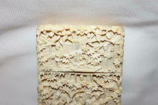 Extremely Intricate Japanese Carved Bone Business Card Holder WOW 5