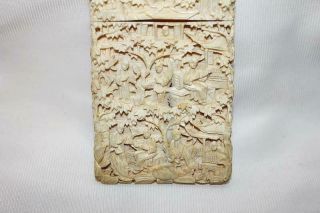 Extremely Intricate Japanese Carved Bone Business Card Holder WOW 6