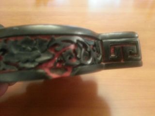 Vintage Chinese Black & Red Lacquered Carved Cinnabar 6.  5 