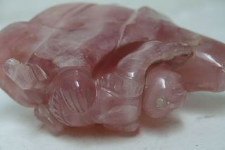CHINESE ROSE QUARTZ CARVING OF A CHINESE ELDER & CHILD VERY RARE 10