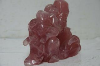 CHINESE ROSE QUARTZ CARVING OF A CHINESE ELDER & CHILD VERY RARE 3