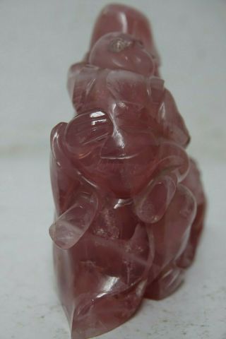 CHINESE ROSE QUARTZ CARVING OF A CHINESE ELDER & CHILD VERY RARE 4