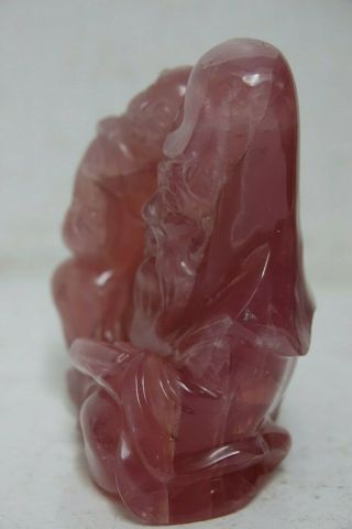CHINESE ROSE QUARTZ CARVING OF A CHINESE ELDER & CHILD VERY RARE 6