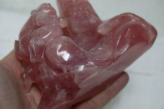 CHINESE ROSE QUARTZ CARVING OF A CHINESE ELDER & CHILD VERY RARE 8