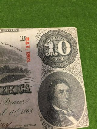 1863 $10 Ten doller Confederate States of America Richmond Civil War Era Note 2