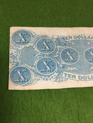 1863 $10 Ten doller Confederate States of America Richmond Civil War Era Note 6