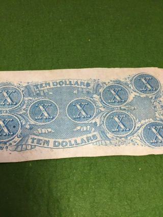 1863 $10 Ten doller Confederate States of America Richmond Civil War Era Note 7