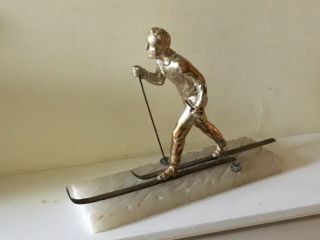 Art Deco Spelter Figure Of A Skier