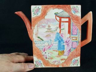 Vintage Antique Chinese Export Porcelain Teapot Hand Painted And Signed