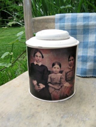 Early Antique Pantry Tin Old Photo Print Sisters