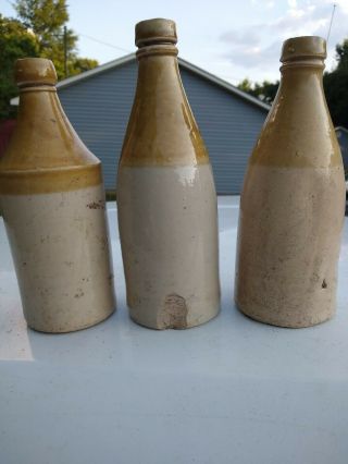 Three Civil War Beer Bottles Dug From Confederate Camp In Alabama (One Stamped) 2