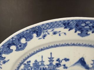 A large/beautiful Chinese 18C blue&white oval - shaped platter - Qianlong 6