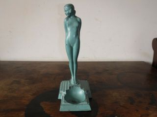 Art Deco Spelter Figure Of Nude Lady,  Girl,  Woman T.  551.  Heavy.  Stamped