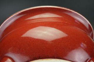 FINE Large Chinese Porcelain Red Glaz Sang de Boeuf Incense Burner Censer QING 7